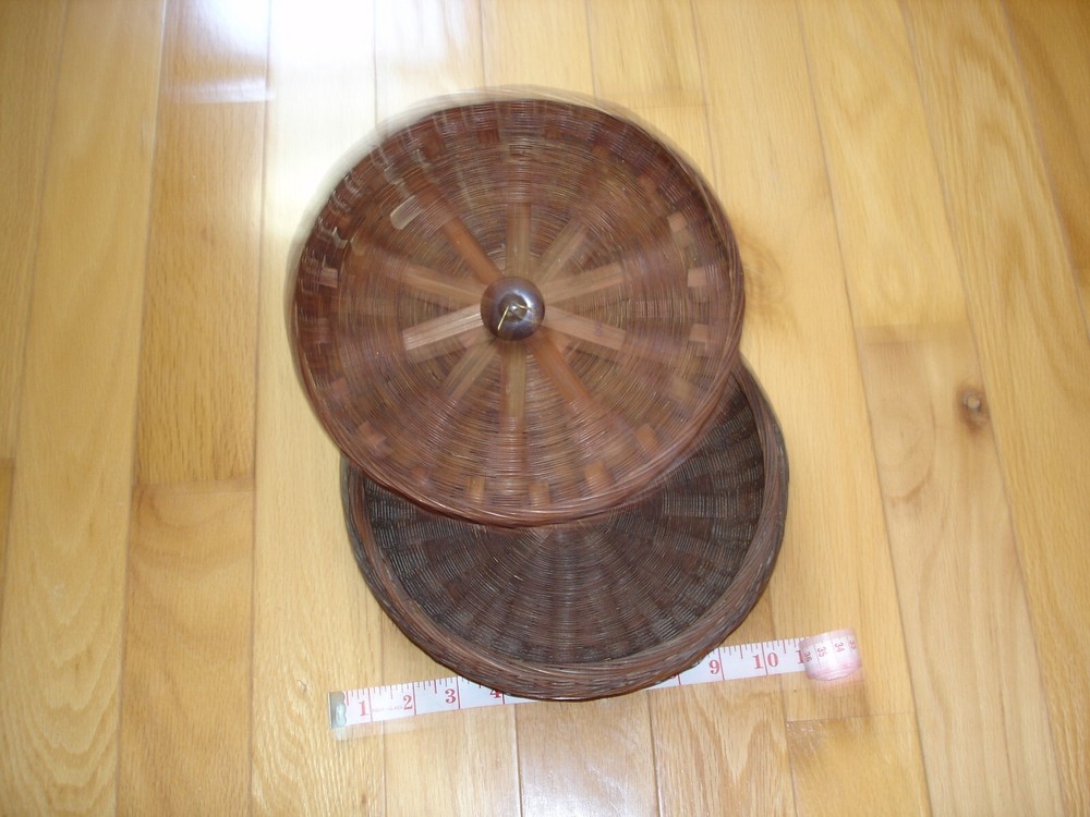 Vintage Antique Wicker Round Basket