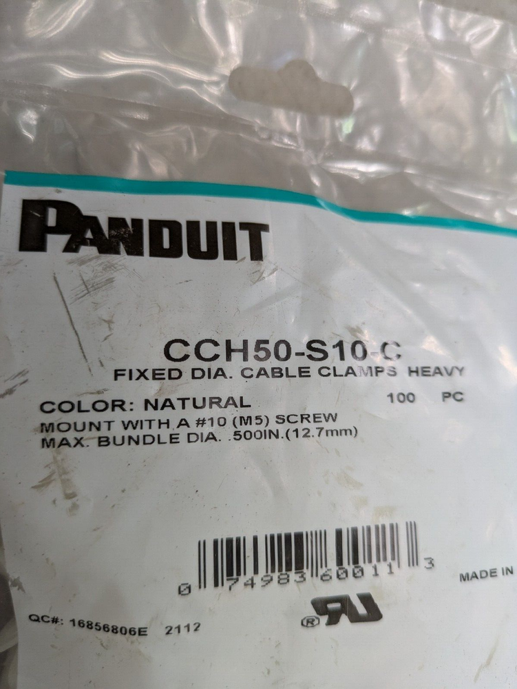 100 Piece PACK Cable Clamps PANDUIT CCH50-S10-C Fixed Diameter