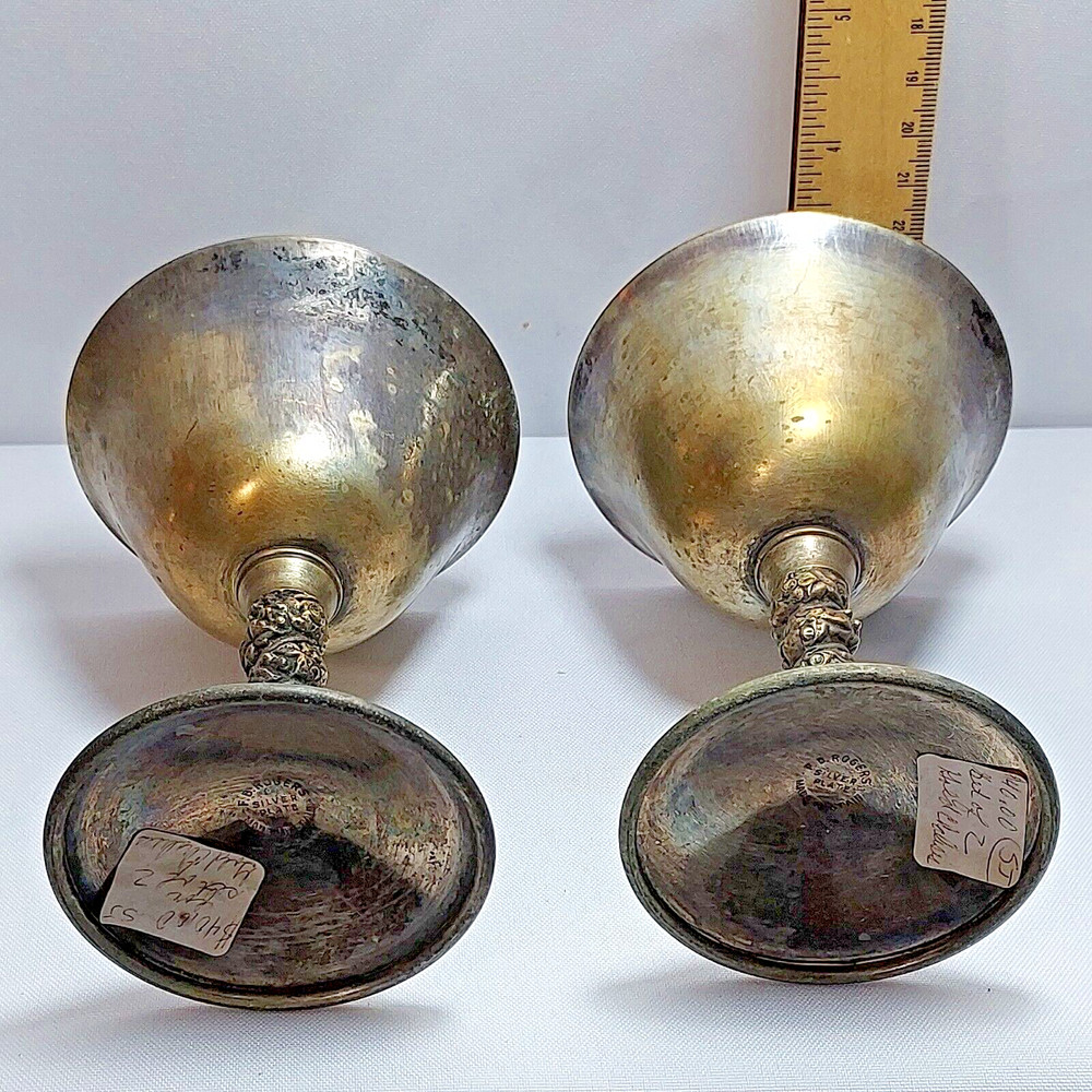 2 Silver Plate Twisted Stem Goblets FB Rogers Made in Spain