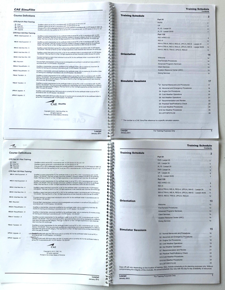 CAE Learjet Training Guide January 2011, January 2012