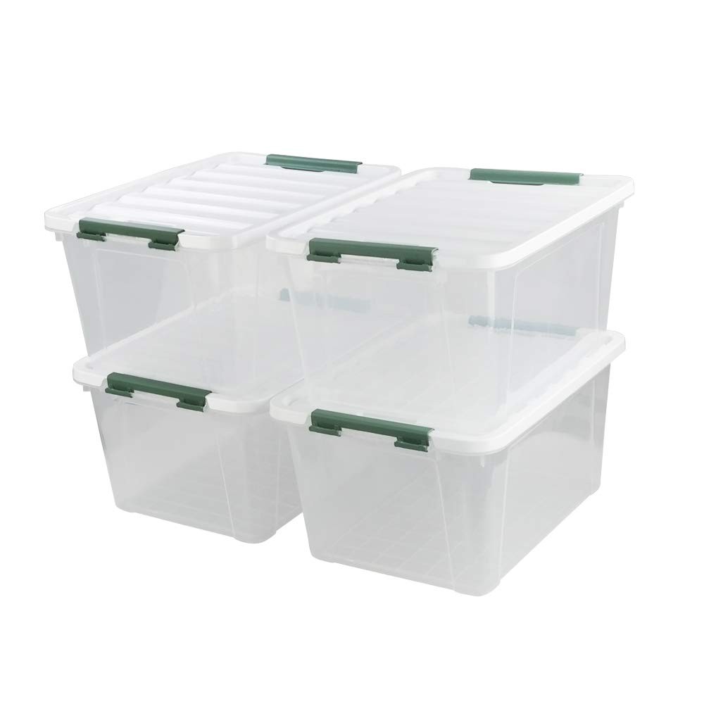20 Quart Clear Storage Bins with Lid and Handle, Multipurpose Stackable Plast...