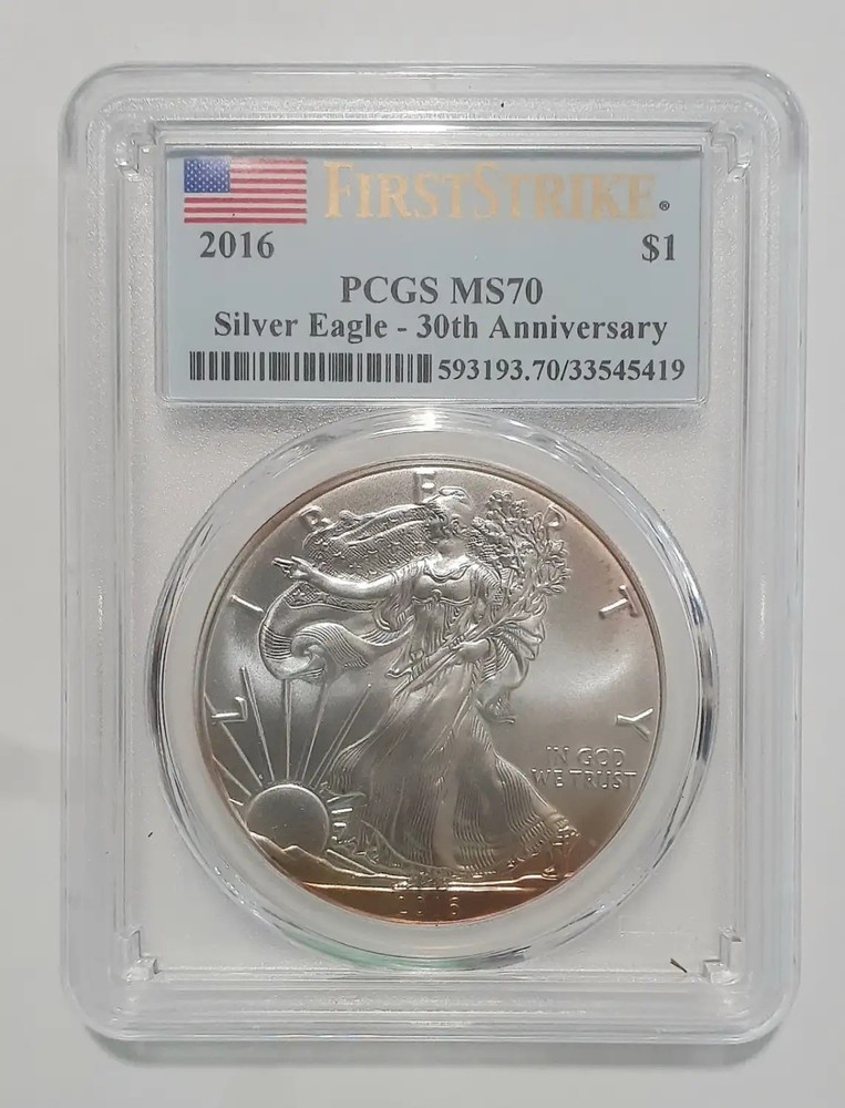 2016 Bullion Silver Eagles PCGS MS-70 Silver Eagle - 30th Anniversary First Stri