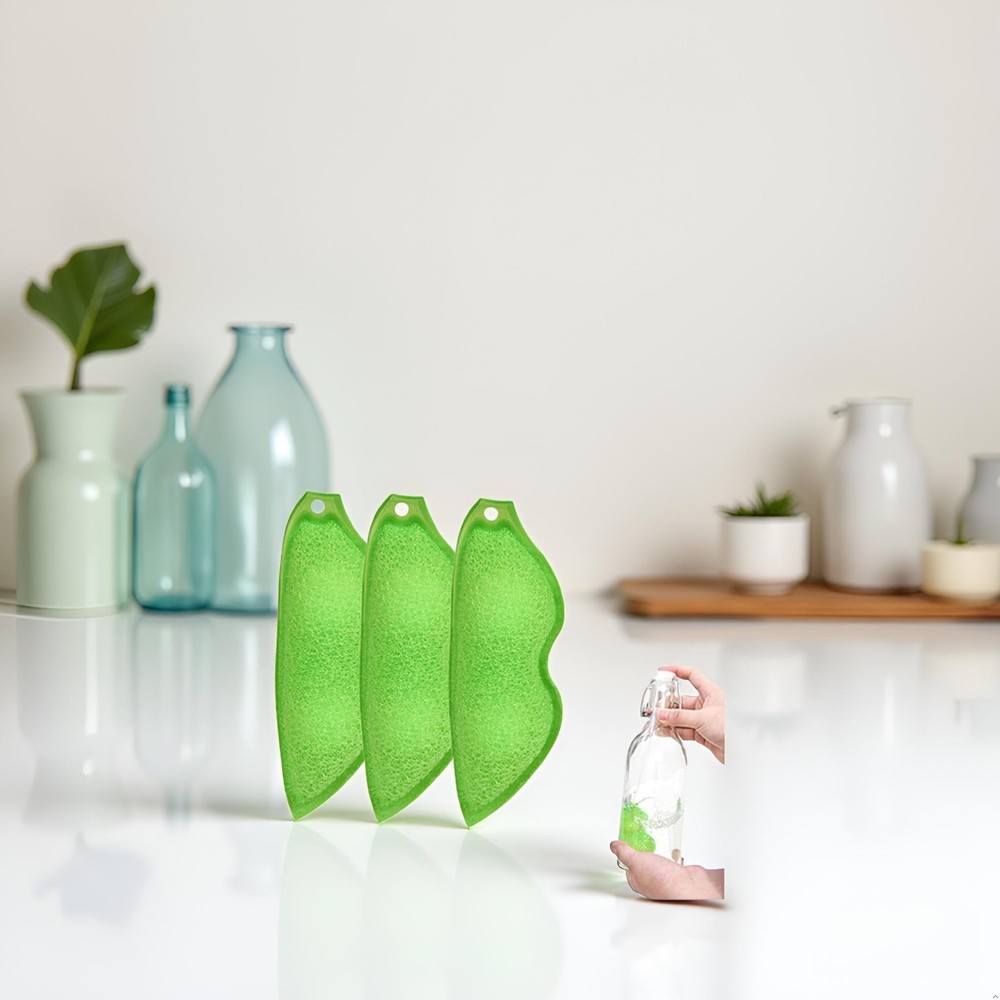 Multipurpose Bean Shaped Sponge Set - 3 Pack Bottle & Internal Cleaning Spong...