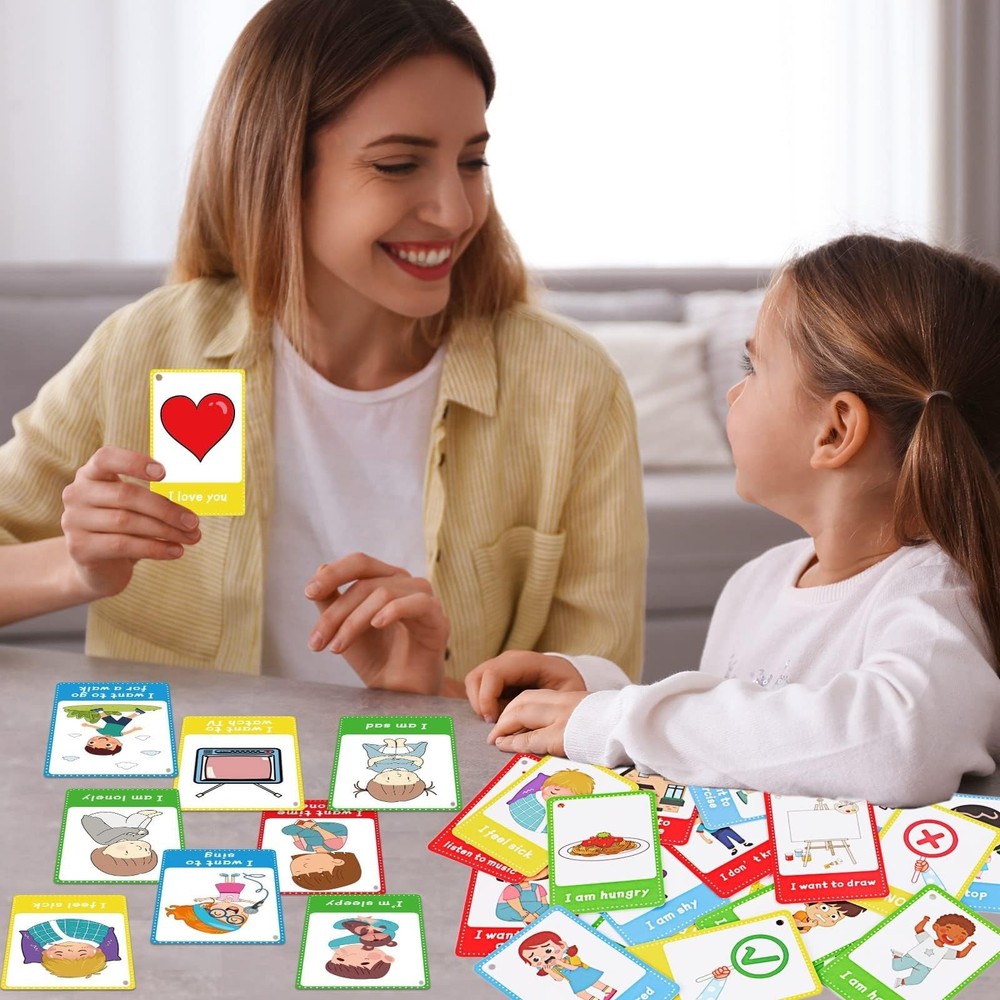 40PCS Autism Communication Cards Special Needs Visual Aid Flash Cards