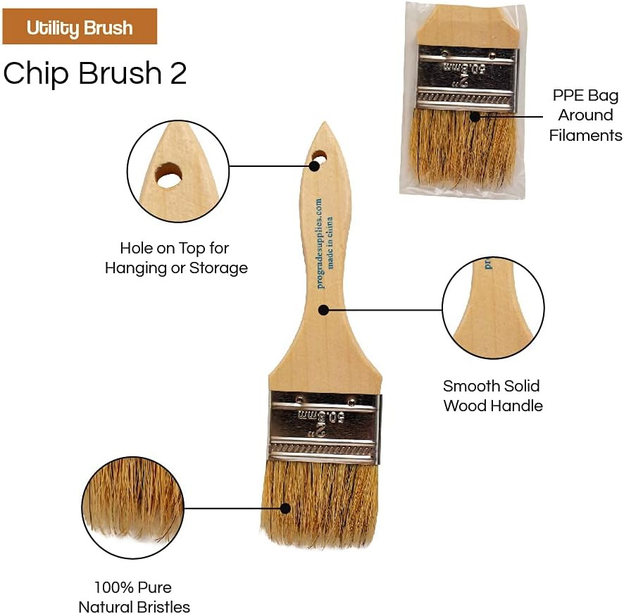 Chip Paint Brushes - 24-Pack Chip Brushes in Assorted Sizes for Paints, Stains,