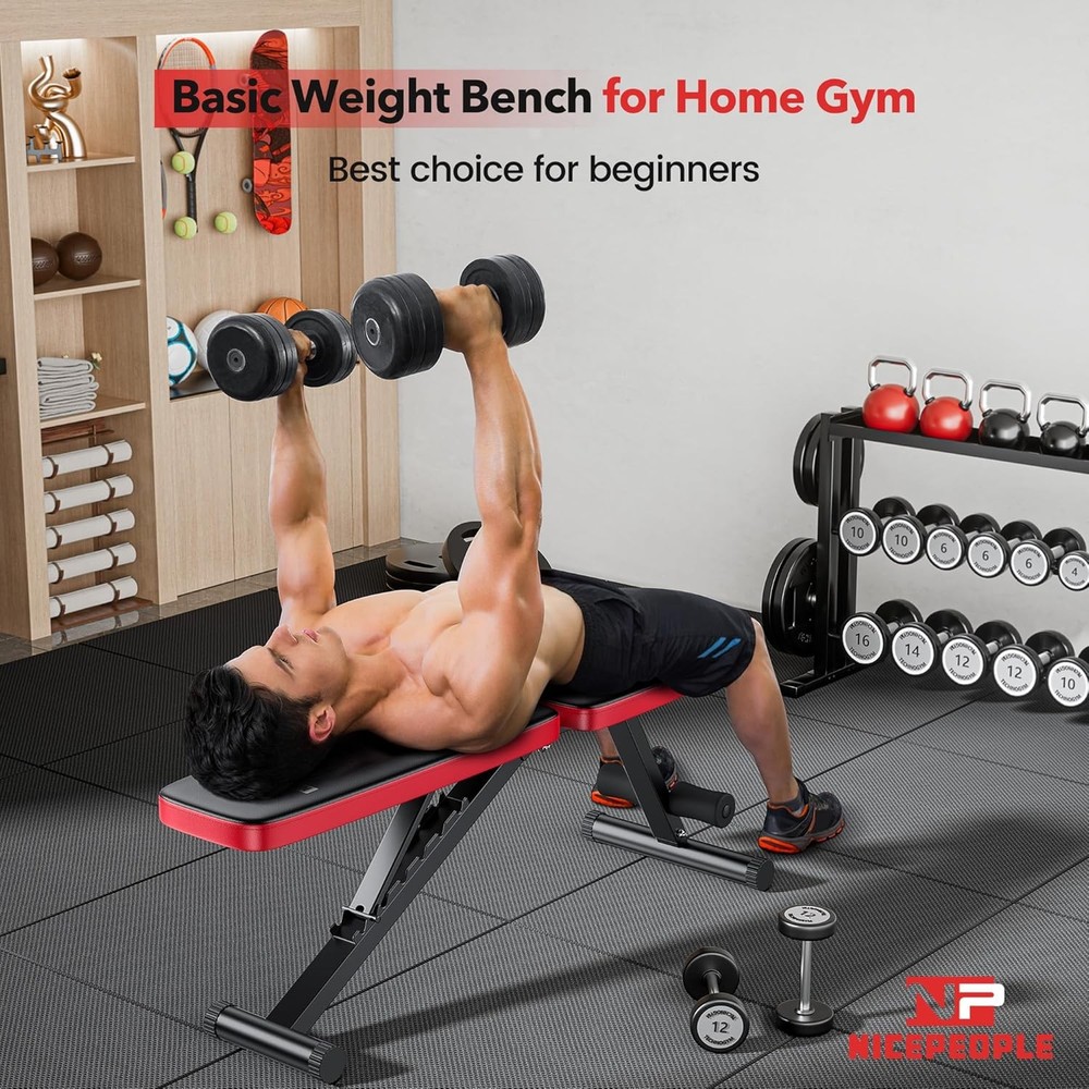 Foldable Basic Weight Bench for Home Gym,8 Backrests Adjustable Bench