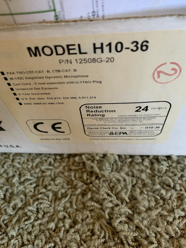 David Clark Aviation Headset H10-36