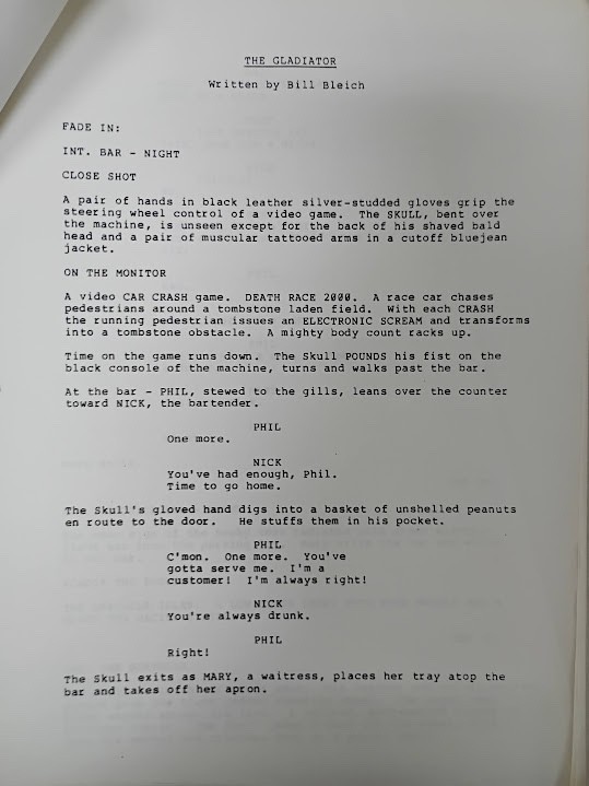 Vintage Original Script for The Gladiator: Bill Bleich Abel Ferrara Nancy Allen