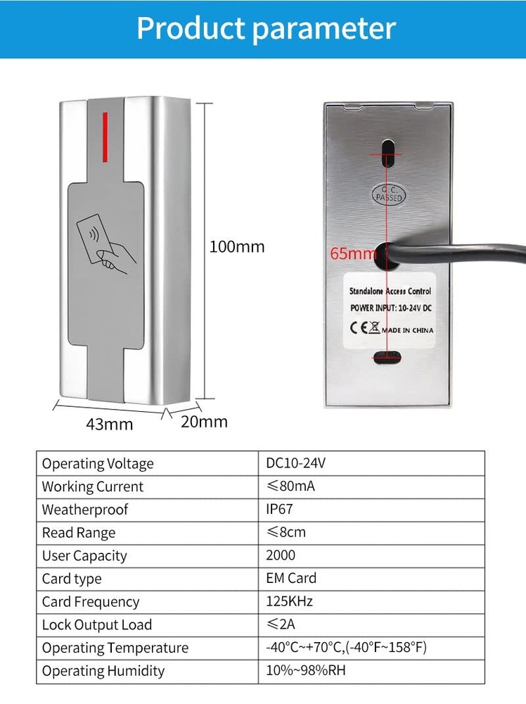 Access Control RFID Reader,Waterproof System,Access Silver