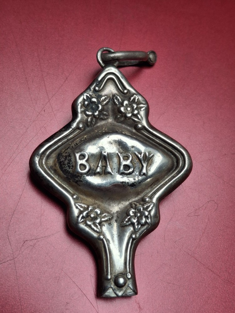 REDUCED! Old Hallmarked Silver Baby Rattle Handle & Hallmarked Link 8.9g