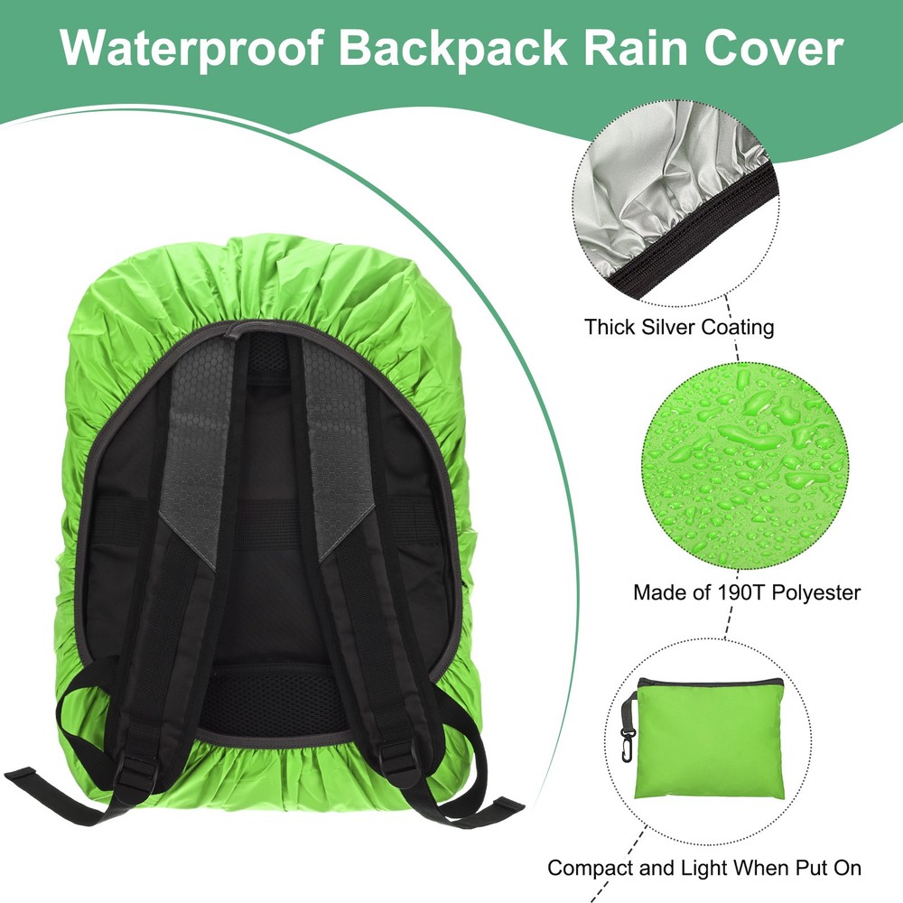 Waterproof Backpack Rain Cover, 15L-25L Backpack Cover [Grass Green]