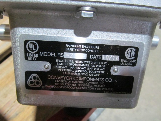 Conveyor Components MDL RS-2 Pull Cord Safety Stop Switch