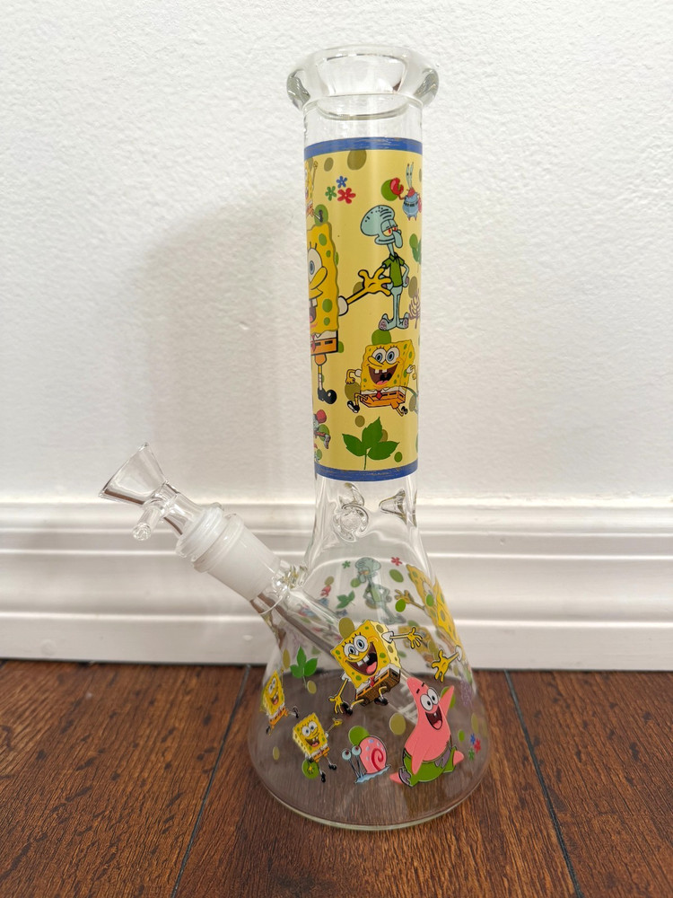 10” Glass Water Pipe Beaker Bottom Spongebob Squidward Patrick 14mm