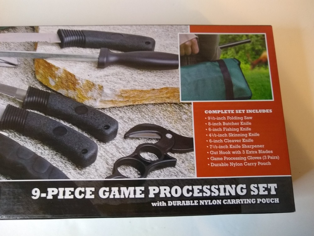 Fish & Game 9-Piece Game Processing Set w/Durable Nylon Carrying Pouch NEW