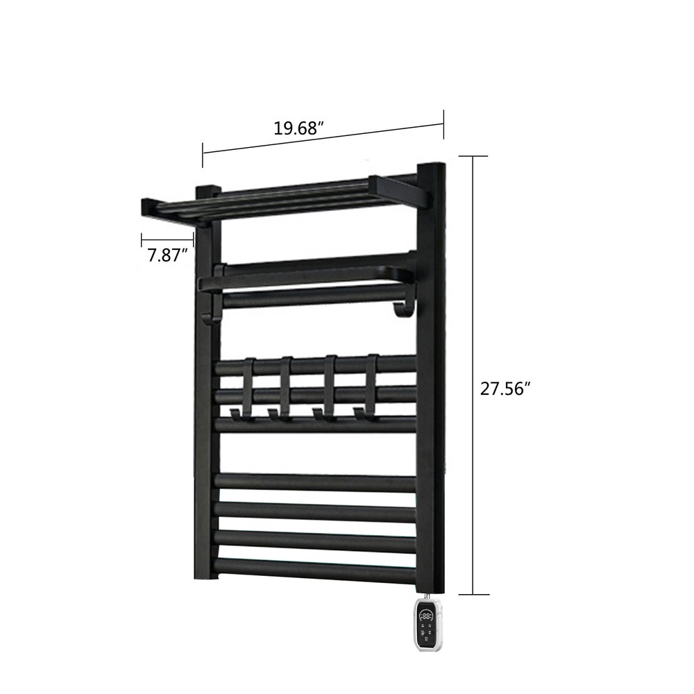 10 Layer Heated Towel Rack Towel Warmer with Timer Wall Mounted W/ Shelf