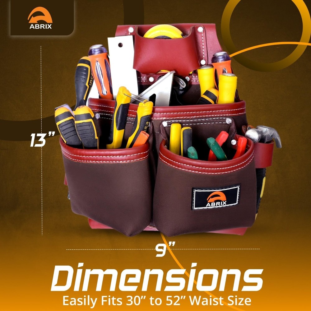 ABRIX Nylon Leather Tool Belts for Men Carpenter Tool Belt – Tool Pouch He