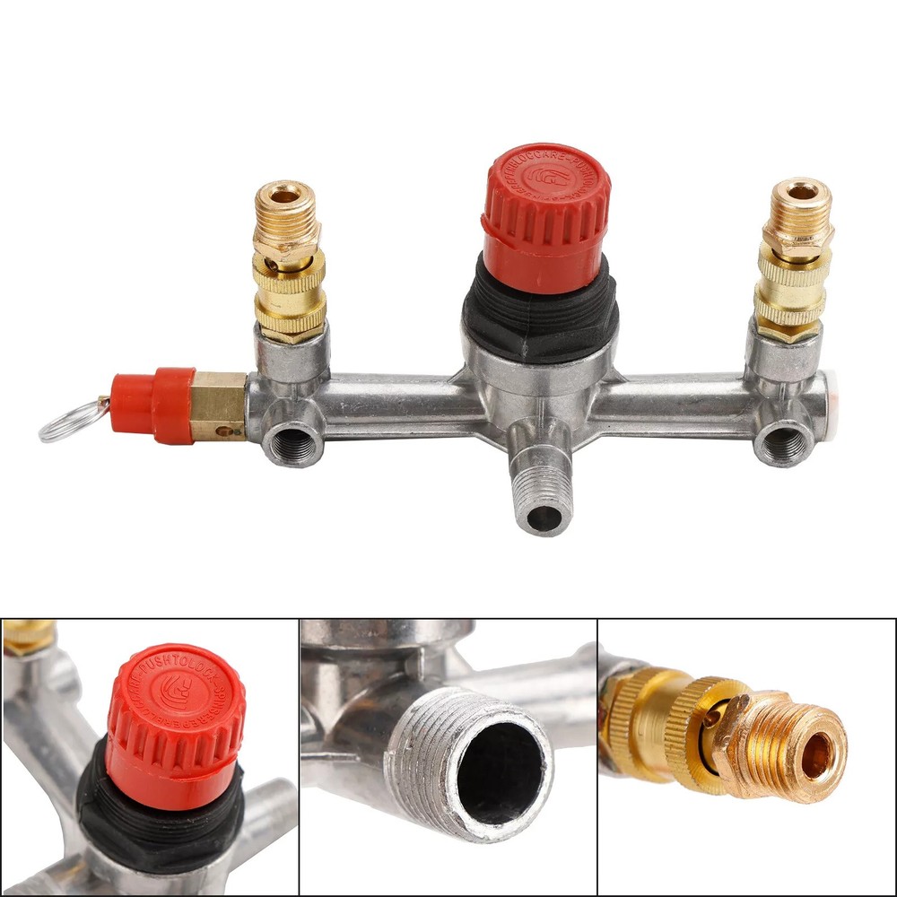 Air Compressor Pressure Valve Switch Manifold Control Gauges Tool Aluminum