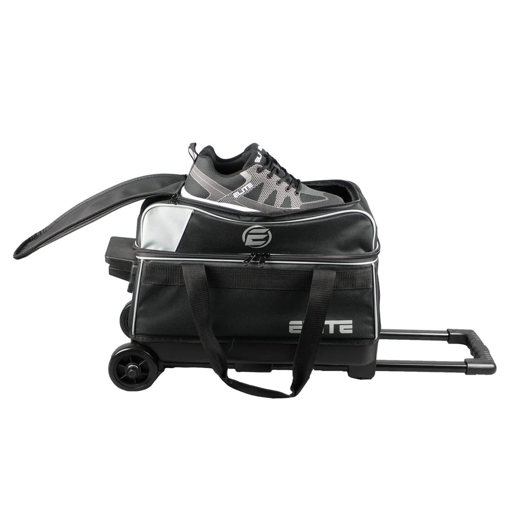 ELITE Basic Double Roller Bowling Ball Bag With Rolling Wheels | Large, Red