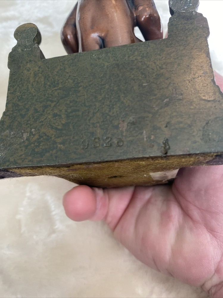 Cherub Reading Heavy Base Bronze? Clad Metal Bookends
