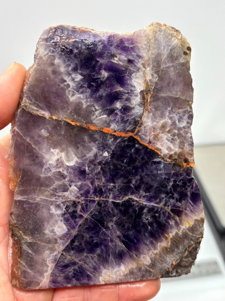 Deep Purple Chevron Amethyst Slab Cabbing Lapidary Combo Ship Avail