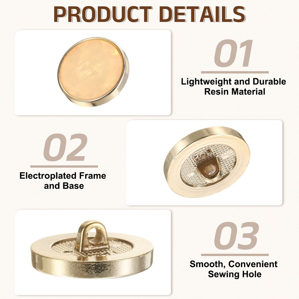 10Pcs Round Button, 25mm/1" Resin Decorative Pattern Button, Beige