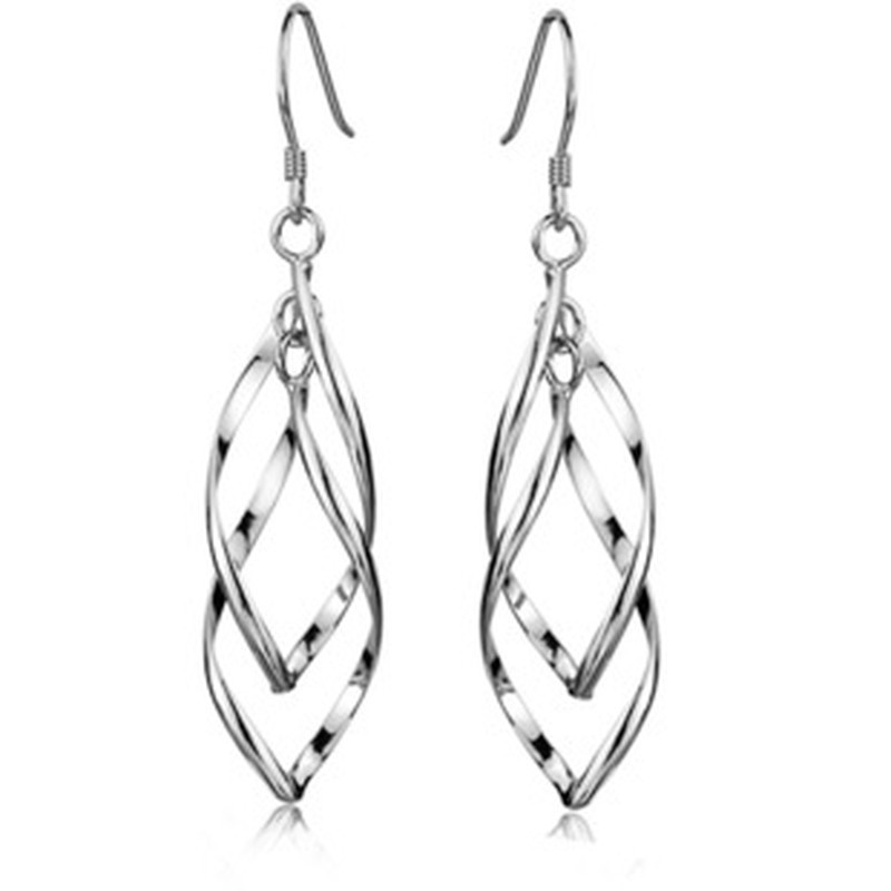 .925 Sterling Silver Swirl Dangle Earrings *** Solid Sterling Silver ***