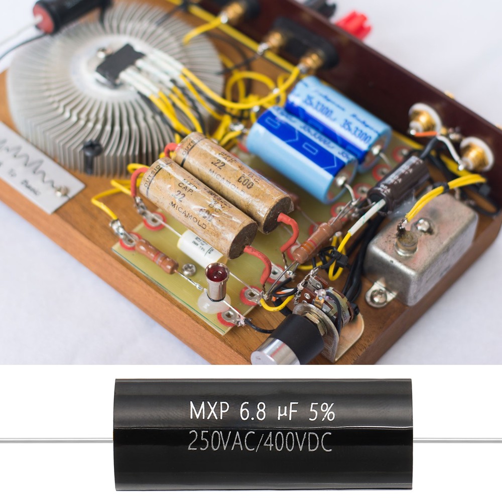 6.8uF 250V Frequency Divider Capacitor, 1 Pcs MKP Capacitor, Black