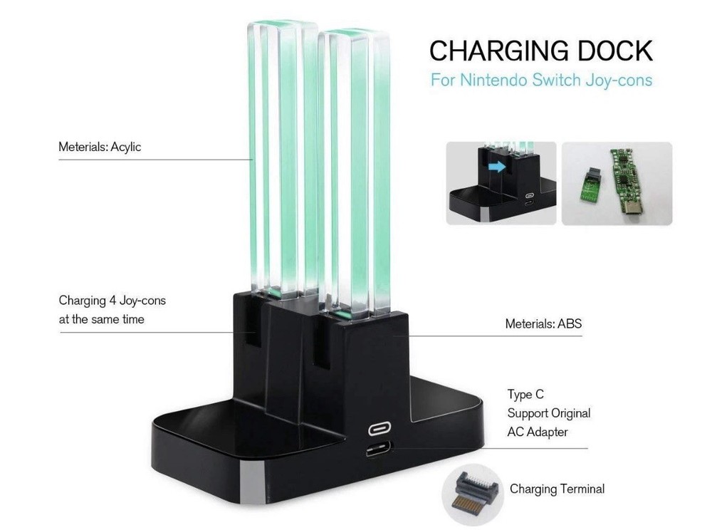 Switch Controller Charger for Nintendo Switch Joy-Cons Charging Dock Station