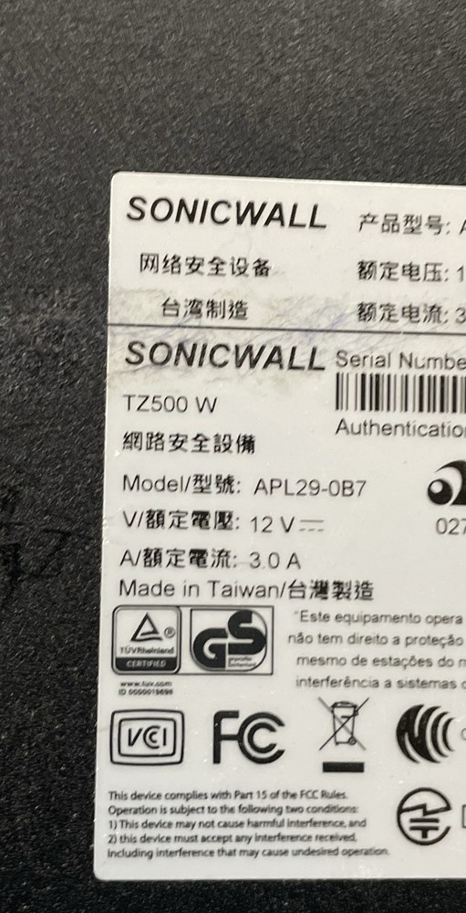 SonicWall TZ500 W APL29-0B7 Network Security Firewall Appliance Unit