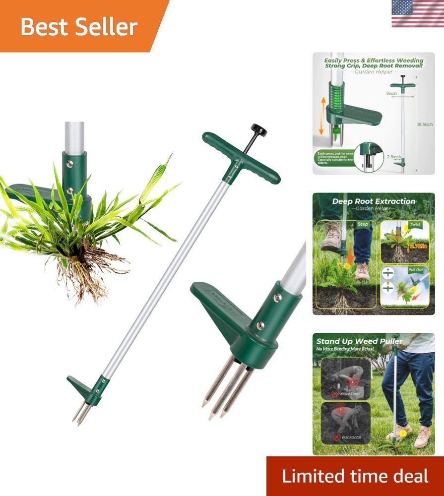 Ultimate Garden Tool: Long Handle 3-Claw Weed Puller for Effortless Uprooting