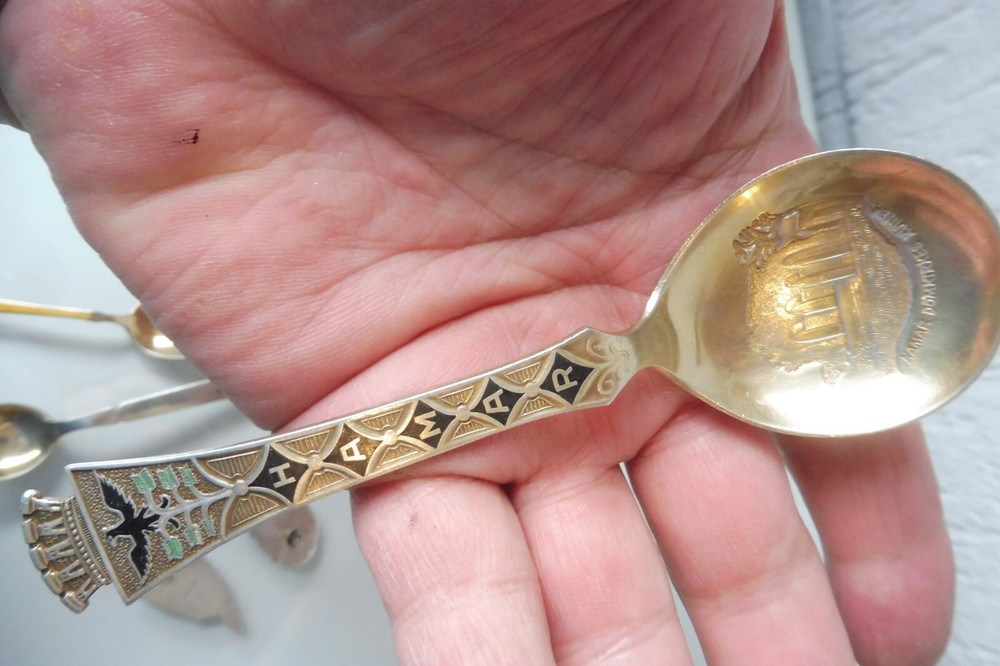 Hamar 925 Silver Spoon Gold, Enameled, D-A
