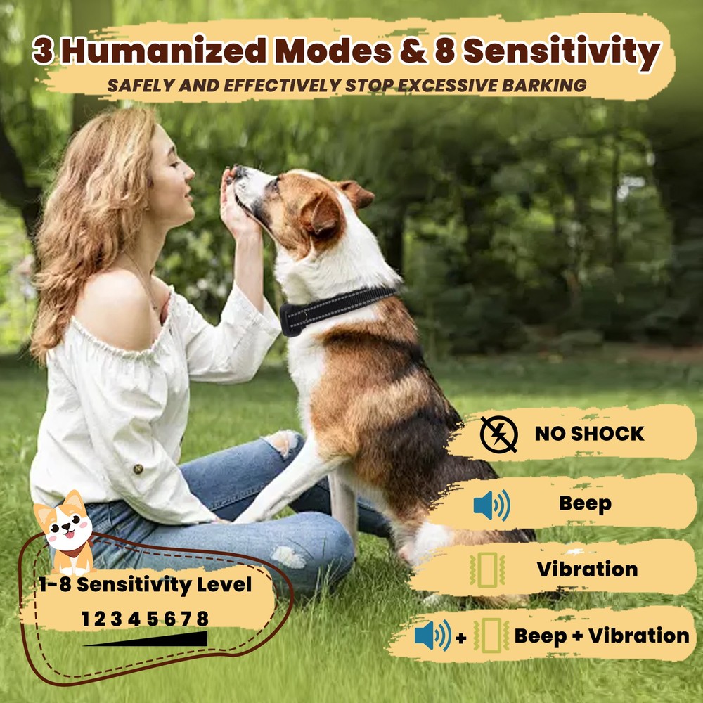 4000 FT Dog Shock Collar with Remote Control IP67 Waterproof 3 Modes - Black