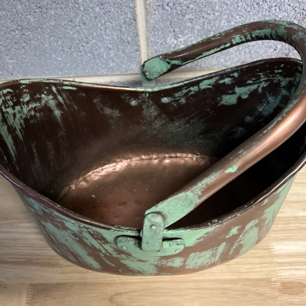 Solid Brass Small Bucket Basket Oval Flower Planter