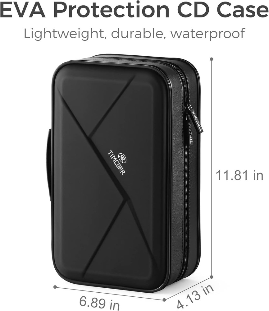 CD Case DVD Holder Storage: 144 Capacity Cases Organizer Portable Black