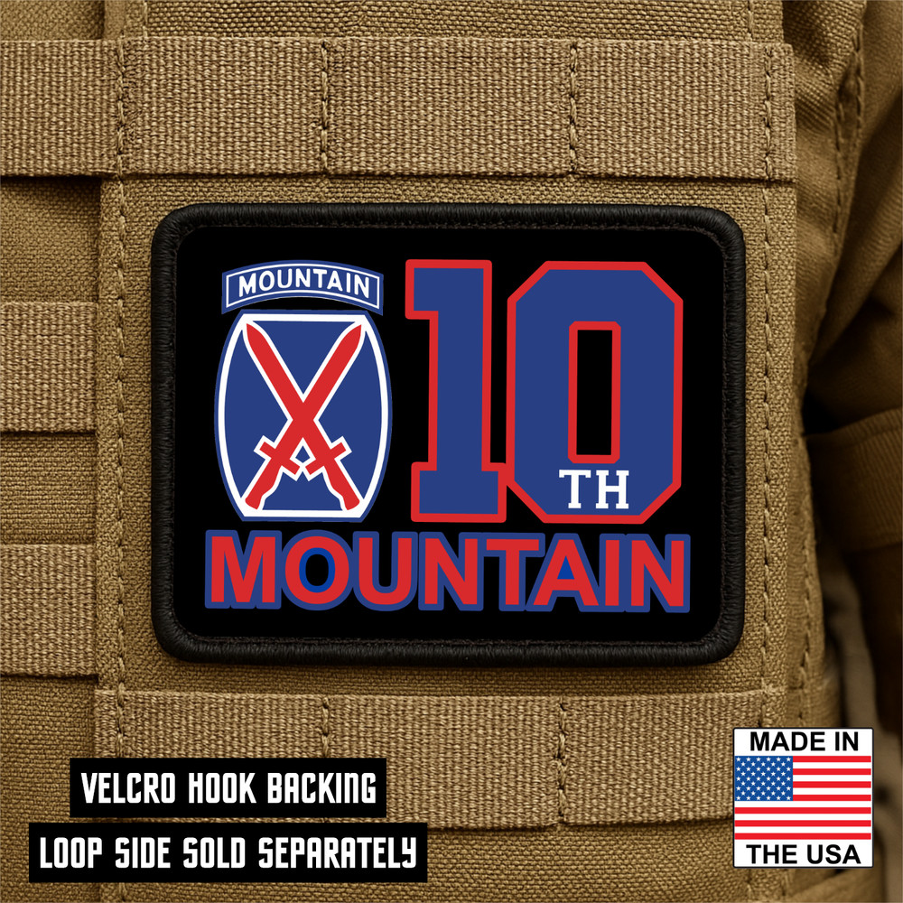 10th Mountain Division Morale Patch, 2" x 3" Hook & Loop Unit Patch