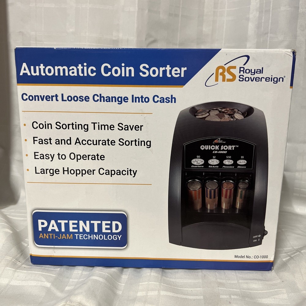 Royal Sovereign Fast Sort CO-1000 Automatic Coin Sorter ; Open Box