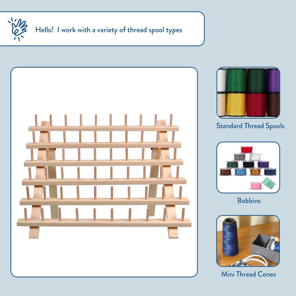 Hello Hobby Wood Thread Spool Rack, Holds 60 Spools