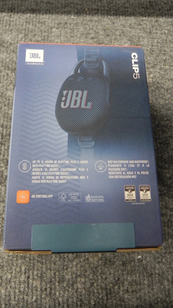 JBL Clip 5 Portable Wireless Bluetooth Speaker Blue JBLCLIP5BLUAM