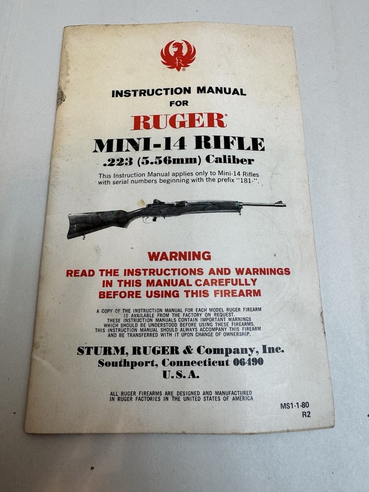 ruger mini 14 instruction manual ms1-1-80