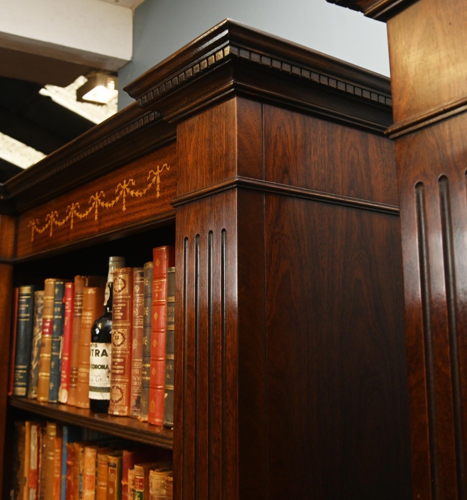 Regency Bookcase Sheraton Inlay Open Front Book Case
