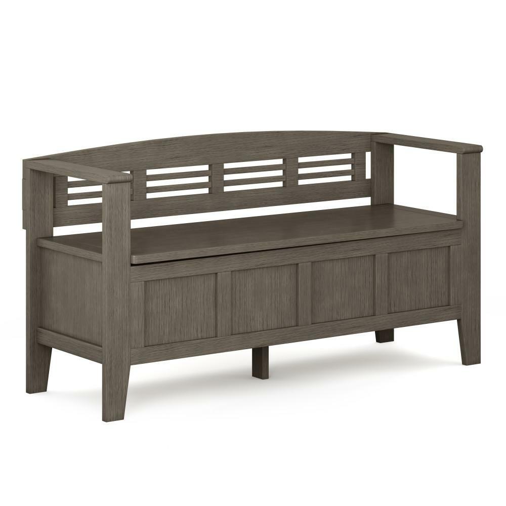 Adams Solid Wood 48 in Wide Entryway Storage Bench