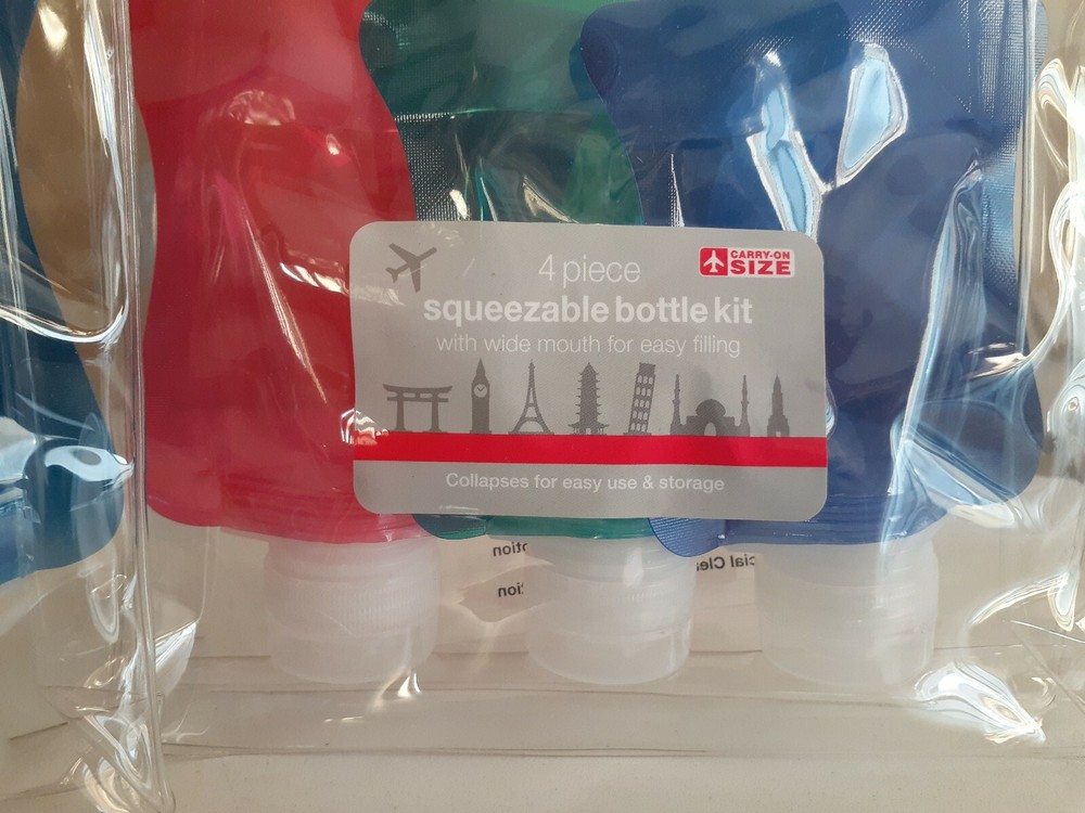 6 Pack 3 Piece Each Squeezable Bottle Kit Travel plus custom labels