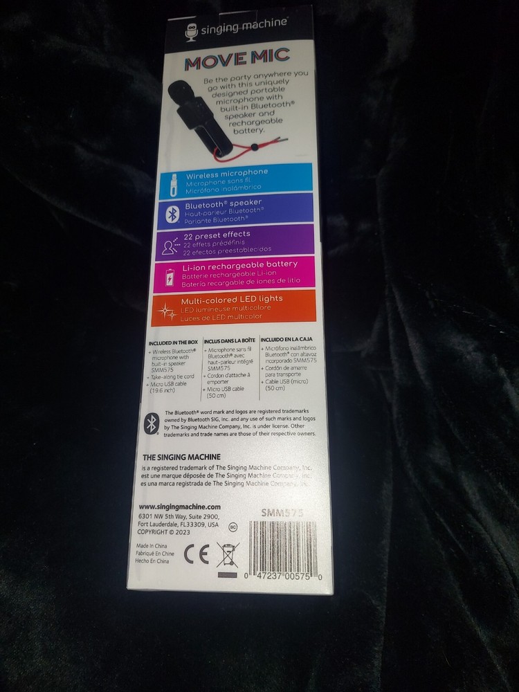 Singing Machine karaoke Move Microphone with Lighting,vocal effects