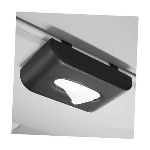 Car Tissue Holder, Leather Sun Visor Napkin Dispenser, Rectangular Paper Black