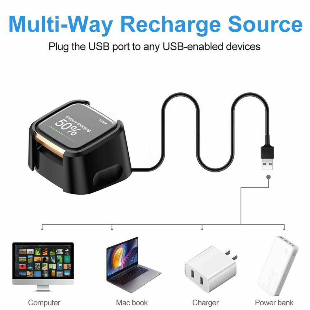 For Fitbit Versa / Versa Lite / Versa 2 USB Charger Charging Power Dock Cradle