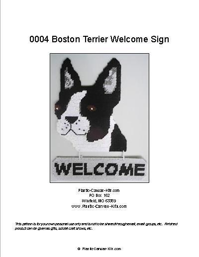Boston Terrier Dog Welcome Sign- Plastic Canvas Pattern or Kit
