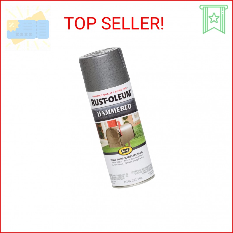 Rust-Oleum 7214830 Stops Rust Hammered Spray Paint, 12 oz, Gray