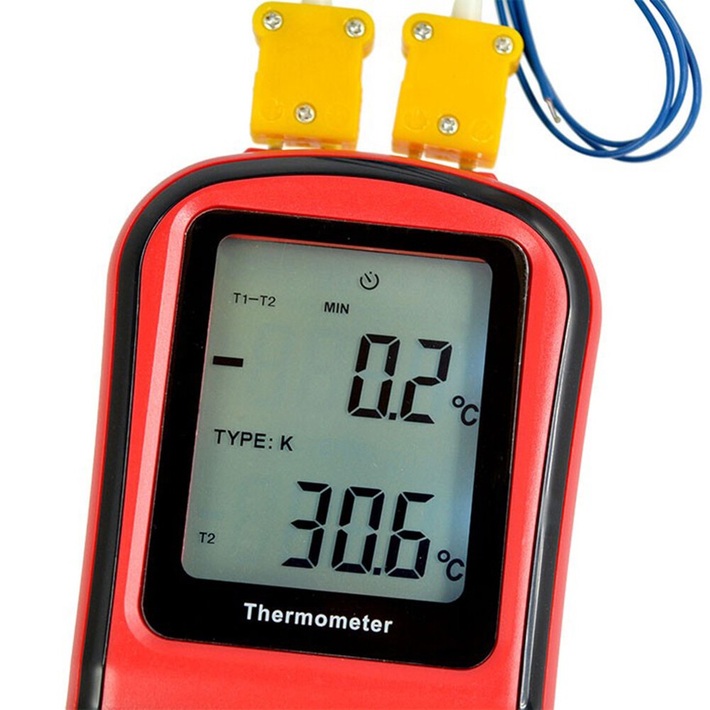 Digital LCD Dual Two 2 K-Type Channel Thermometer Thermocouple Sensor Meter