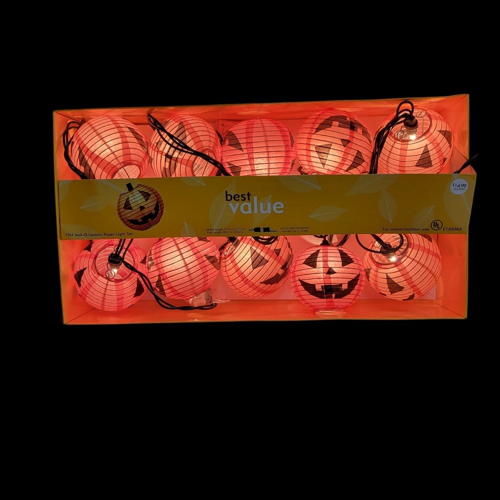 3 Sets of Lighted Halloween Decoratons - Ghost Pumpkin String Lights & Spider