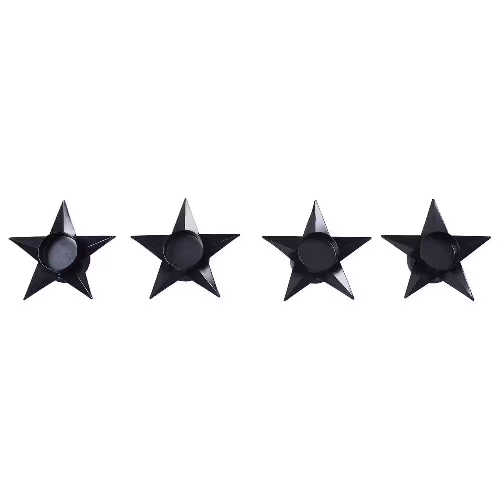 Star Antique Black Metal Tealight Holder 4-Pack